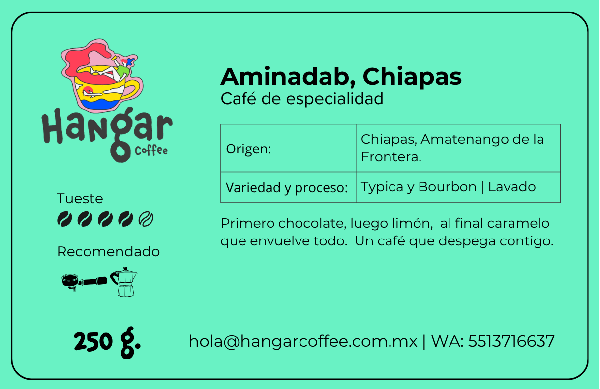 Hangar Coffee - Café de Chiapas - Typica Bourbon - Lavado - Chocolate amargo y nueces